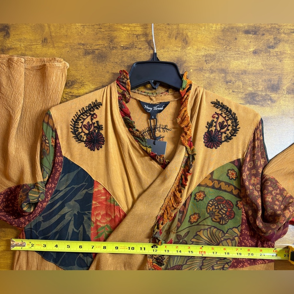 Young Threads Rustic Bohemian Patchwork Shrug Kim… - image 7